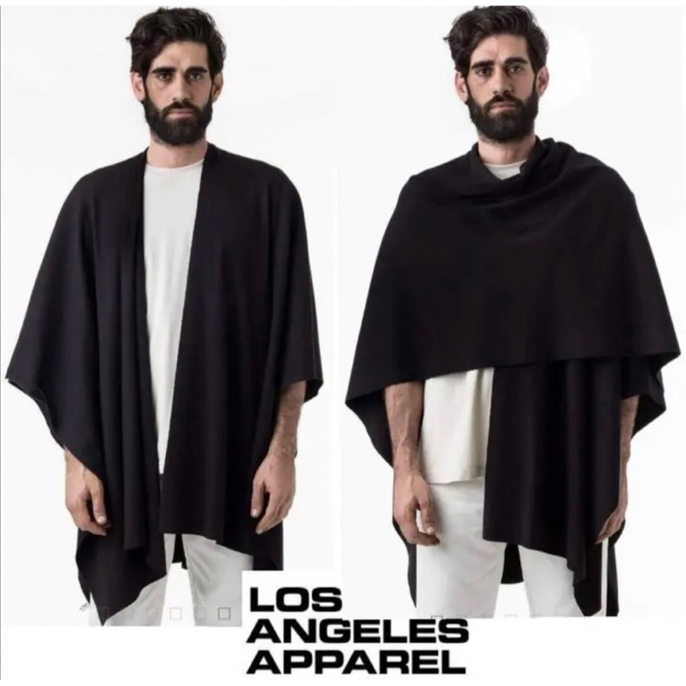 Los Angeles Apparel heavy cotton rib poncho in black